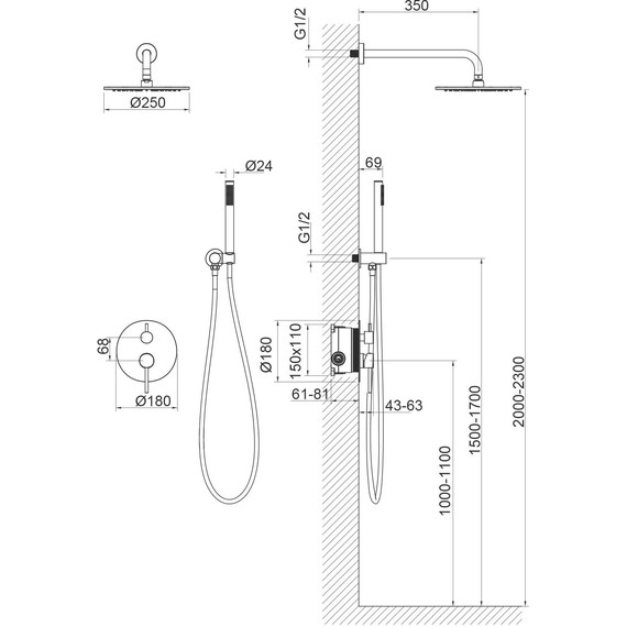 Душевая система для душа Timo Saona SX-2369/17SM, золото матовое - фото 2