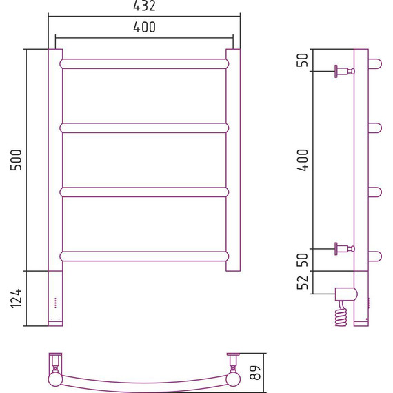 Полотенцесушитель электрический Сунержа Галант 3.0 П4 500x400 мм 05-5800-5040 L, состаренная бронза - фото 5