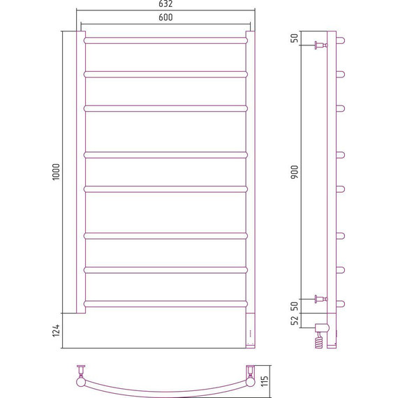 Полотенцесушитель электрический Сунержа Галант 3.0 П8 1000x600 мм 12-5801-1060 R, белый - фото 5