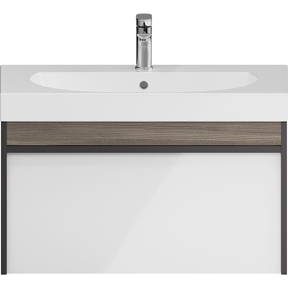 Тумба подвесная с раковиной Kerama Marazzi Modula 80 см MO.80.1+1\AR, арабика/белый - фото 