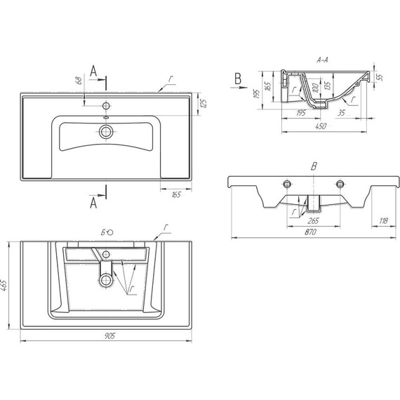 Тумба подвесная с раковиной Pestan Novel 90 см NVL900T-DR (раковина Dreja 90) белый - фото 7