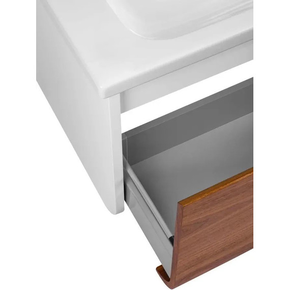 Тумба подвесная с раковиной Pestan Vision 80 см VSN800T-CR (раковина Creavit 80) дуб орех/белый - фото 5