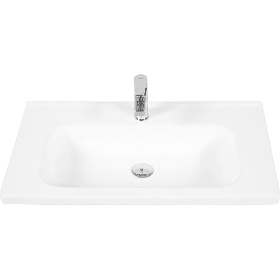 Тумба подвесная с раковиной Pestan Vision 80 см VSN800T-CR (раковина Creavit 80) дуб орех/белый - фото 2