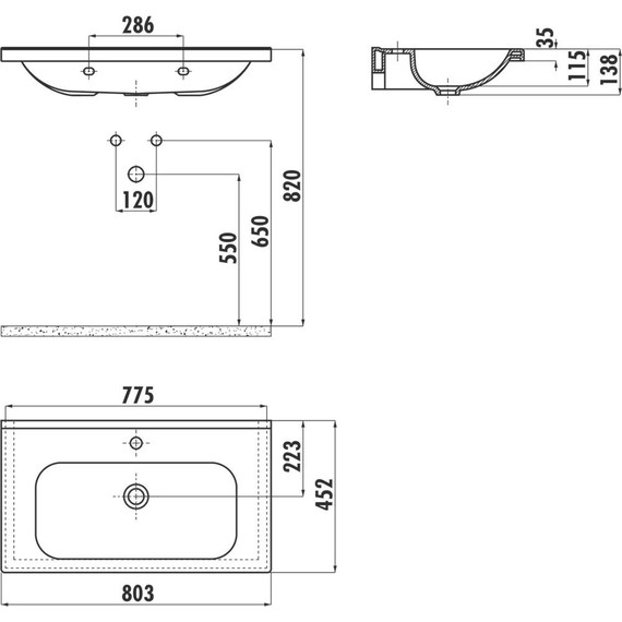 Тумба подвесная с раковиной Pestan Vision 80 см VSN800T-CR (раковина Creavit 80) дуб орех/белый - фото 7