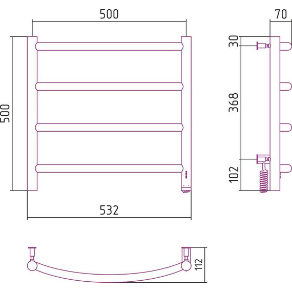 Полотенцесушитель электрический Сунержа Галант 4.0 П4 500x500 мм 30-0831-5050 R, белый матовый - фото 5