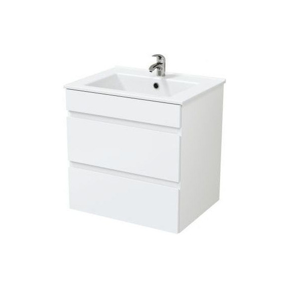 Тумба подвесная с раковиной Mirsant Next 60/2 см (раковина Next 60), белый - фото 