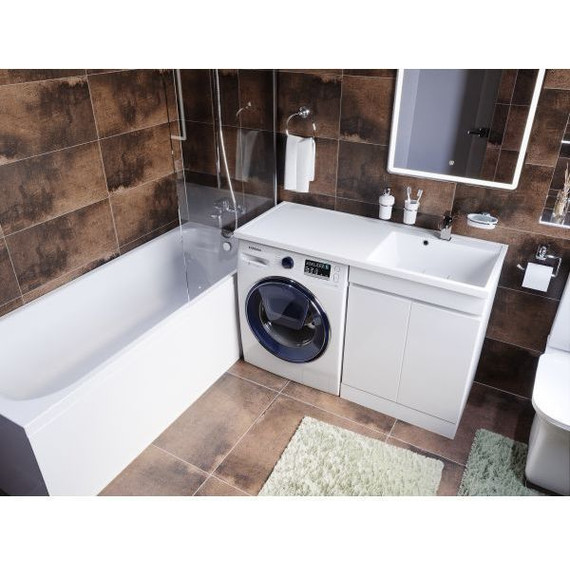 Тумба напольная с раковиной-столешницей Mirsant Next 120 см R (раковина Fly2) белый - фото 6