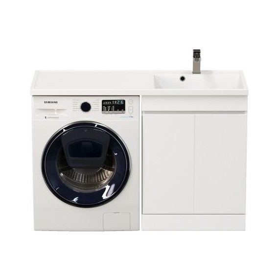 Тумба напольная с раковиной-столешницей Mirsant Next 120 см R (раковина Fly2) белый - фото 5