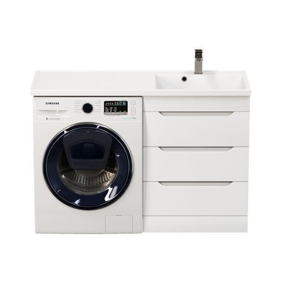 Тумба напольная с раковиной Mirsant Soho quadro 120 см R (раковина Fly2), белый - фото 6