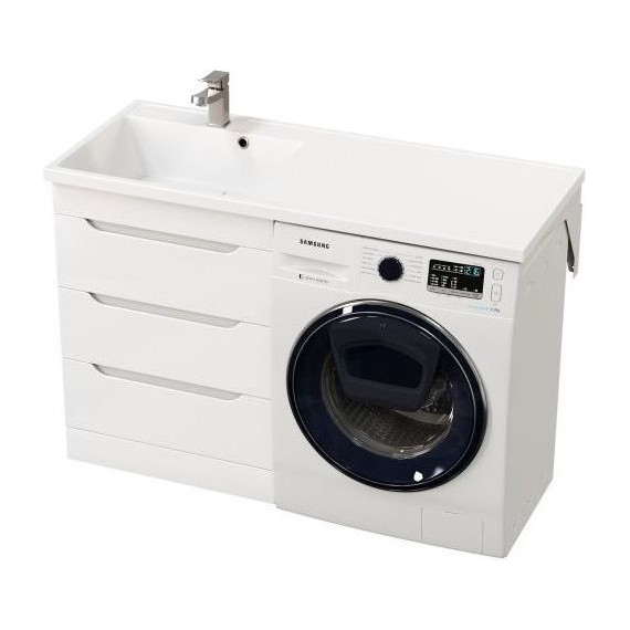 Тумба напольная с раковиной Mirsant Soho quadro 120 см L (раковина Fly2), белый - фото 4