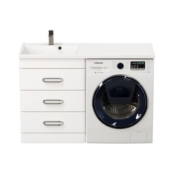 Тумба напольная с раковиной-столешницей Mirsant Fuji 120 см с доводчиком L (раковина Fly2) белый - фото 3