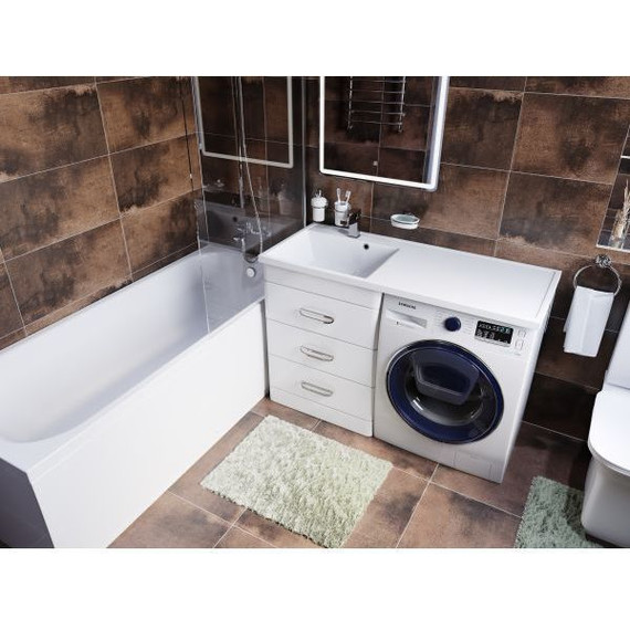 Тумба напольная с раковиной-столешницей Mirsant Fuji 120 см с доводчиком L (раковина Fly2) белый - фото 5