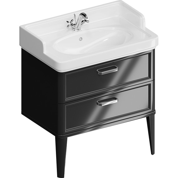 Тумба напольная с раковиной Kerama Marazzi Pompei Neo 80 см PO.N.80.2\BLK, черный глянцевый - фото 