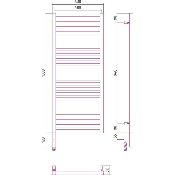 Полотенцесушитель электрический Сунержа Модус 3.0 П16 1000x400 мм 12-5700-1040 L, белый - фото 5
