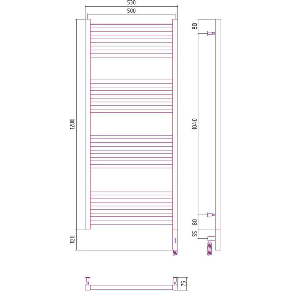 Полотенцесушитель электрический Сунержа Модус 3.0 П20 1200x500 мм 12-5701-1250 R, белый - фото 5