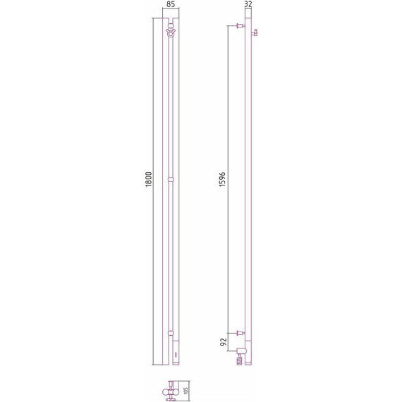 Полотенцесушитель электрический Сунержа Нюанс 3.0 П2 1800x85 мм 071-5843-1853 R, сатин - фото 5