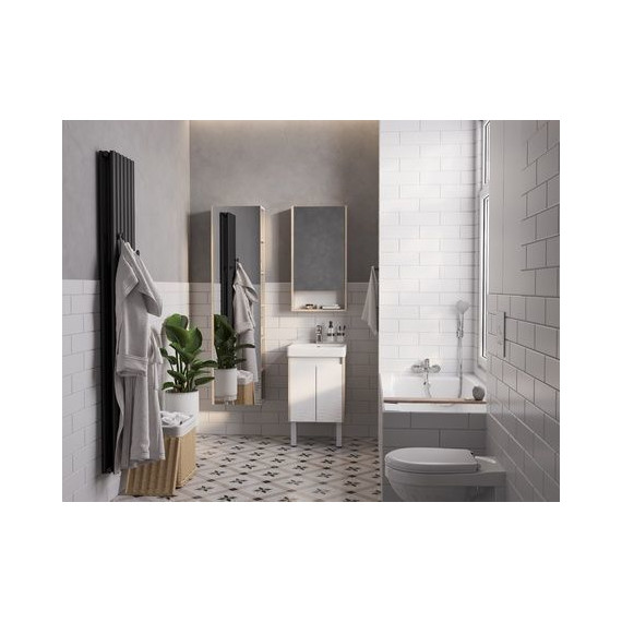 Тумба универсальная с раковиной Акватон Сканди Doors 45 см 1A278701SDB20, дуб верона/белый глянцевый (ножки в комплекте) - фото 10