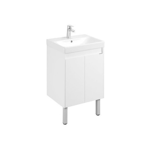 Тумба универсальная с раковиной Акватон Сканди Doors 55 см 1A278801SD010, белый матовый/белый глянцевый (ножки в комплекте) - фото 