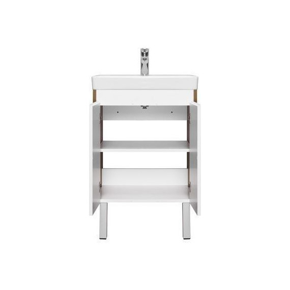 Тумба универсальная с раковиной Акватон Сканди Doors 55 см 1A278801SDZ90, дуб рустикальный/белый глянцевый (ножки в комплекте) - фото 5