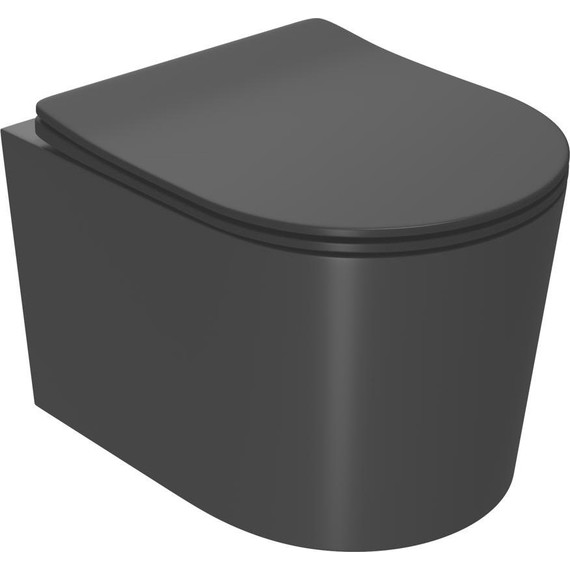Унитаз подвесной безободковый Point Веста PN41701BM с крышкой микролифт, черный матовый, Цвет производителя: чёрный - фото 