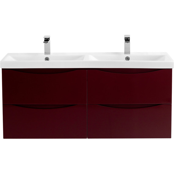 Тумба подвесная с раковиной BelBagno MARINO-CER-1200-4C-SO-2-BRDL-P 120 см, Bordo Lucido - фото 