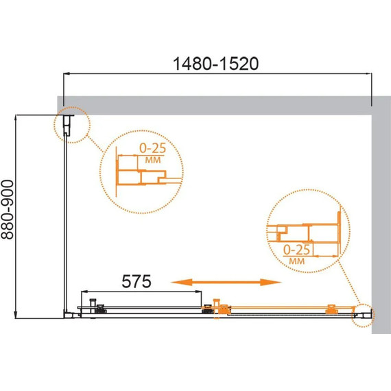 Душевое ограждение Cezares 150х90 см MOLVENO-AH-11-150/90-C-Cr-IV, хром/прозрачное - фото 2