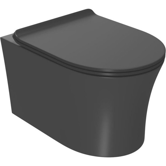 Унитаз подвесной безободковый Point Вега PN41711BM с крышкой микролифт, черный матовый, Цвет производителя: чёрный - фото 