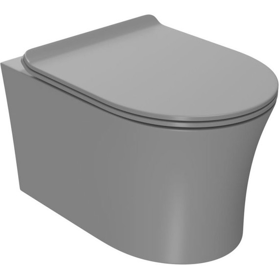Унитаз подвесной безободковый Point Вега PN41711GM с крышкой микролифт, серый матовый, Цвет производителя: серый - фото 