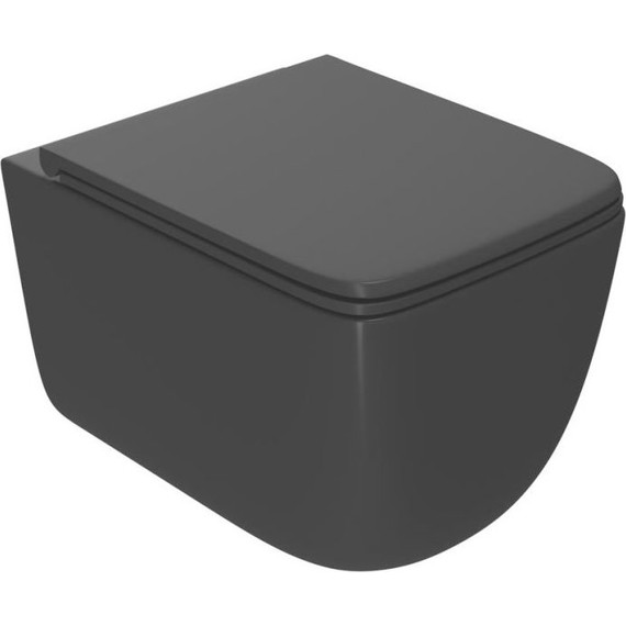 Унитаз подвесной безободковый Point Меркурий PN41831BM с крышкой микролифт, черный матовый, Цвет производителя: чёрный - фото 