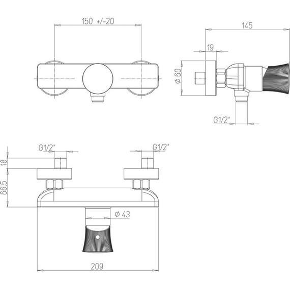 Смеситель для душа Paini Domus 18PJ511PZ, матовое золото - фото 5