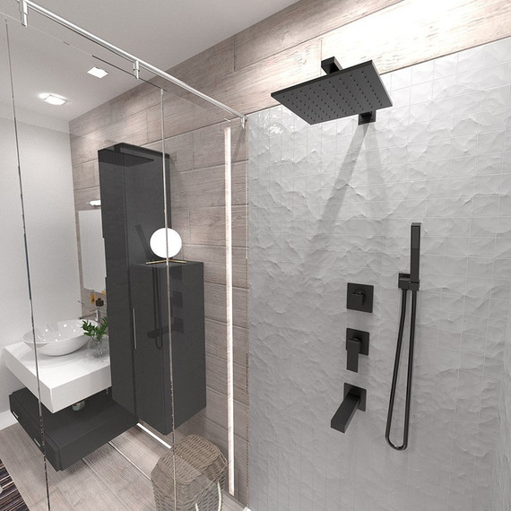 Переключатель потоков на три потребителя Paini Grazia 21PZ471, черный матовый - фото 2