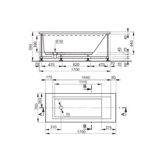 Ванна акриловая Pestan Veedi Anica 170x70 см 13017070 - фото 4