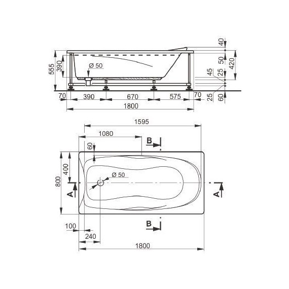 Ванна акриловая Pestan Veedi Una 180x80 см 13118080 - фото 4