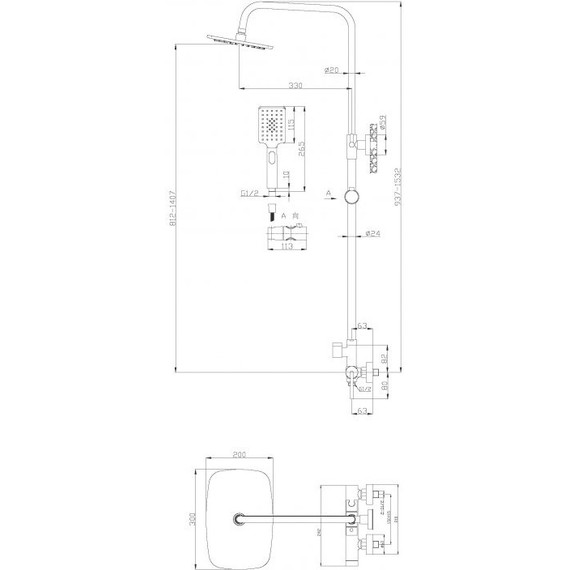 Душевая стойка BelBagno Acqua ACQUA-DOCM-NERO, чёрный матовый, Цвет производителя: чёрный матовый - фото 3