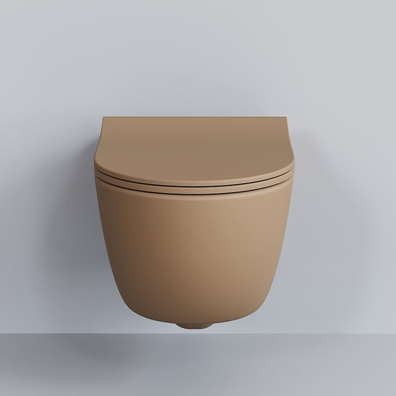 Унитаз подвесной безободковый Ambassador Abner 103T20501R, темно-бежевый матовый, Цвет производителя: коричневый - фото 9