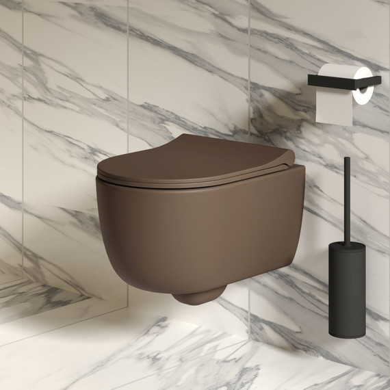 Унитаз подвесной безободковый Ambassador Abner 103T20601R, коричневый матовый - фото 11