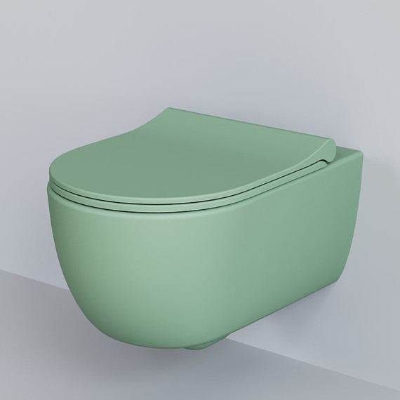 Унитаз подвесной безободковый Ambassador Abner 103T21001R, мятный матовый, Цвет производителя: зелёный - фото 8