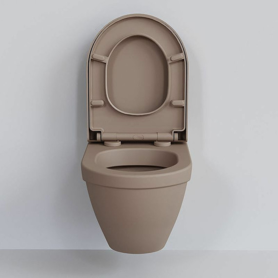 Унитаз подвесной безободковый Ambassador Nord 133T20501, темно-бежевый матовый, Цвет производителя: коричневый - фото 4