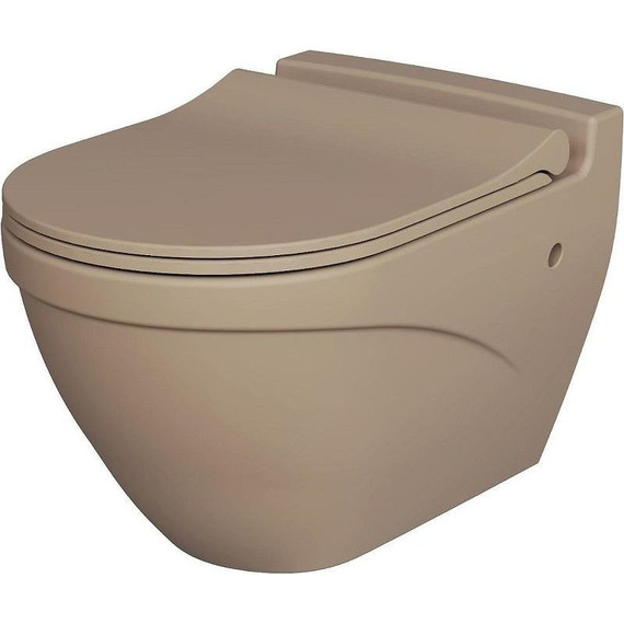 Унитаз подвесной безободковый Ambassador Nord 133T20501, темно-бежевый матовый, Цвет производителя: коричневый - фото 2