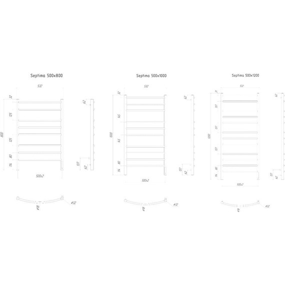 Полотенцесушитель электрический Ravak Septima П10 500х1200 мм L X04000083727 - фото 2