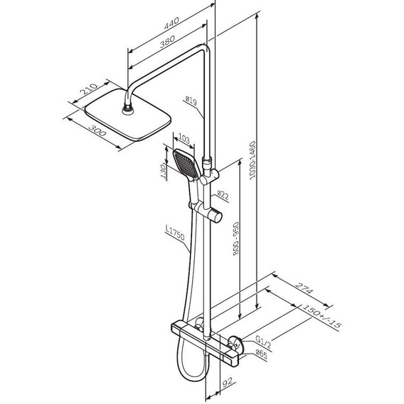 Душевая стойка с термостатом Am.Pm Func F078F400 - фото 14