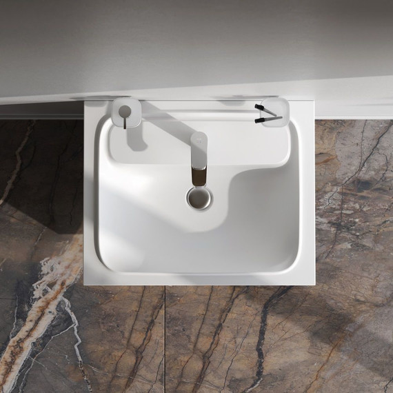 Тумба подвесная с раковиной Am.Pm Func 60 см M8FFUX0601OF, дуб крафт, Цвет фасада: тёмное дерево - фото 4