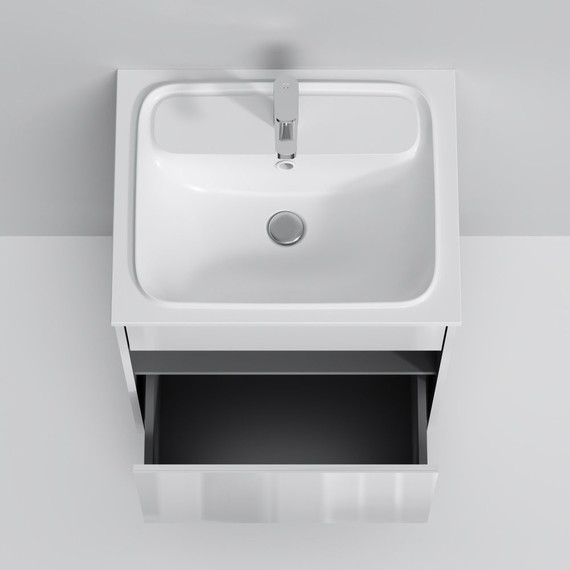 Тумба подвесная с раковиной Am.Pm Func 60 см M8FFUX0601WG, белый глянцевый, Цвет фасада: белый - фото 8