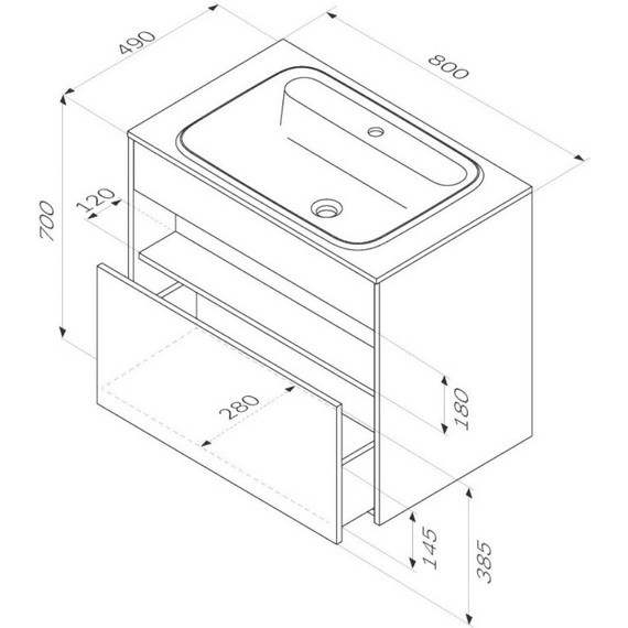 Тумба подвесная с раковиной Am.Pm Func 80 см M8FFUX0801OF, дуб крафт, Цвет фасада: тёмное дерево - фото 13