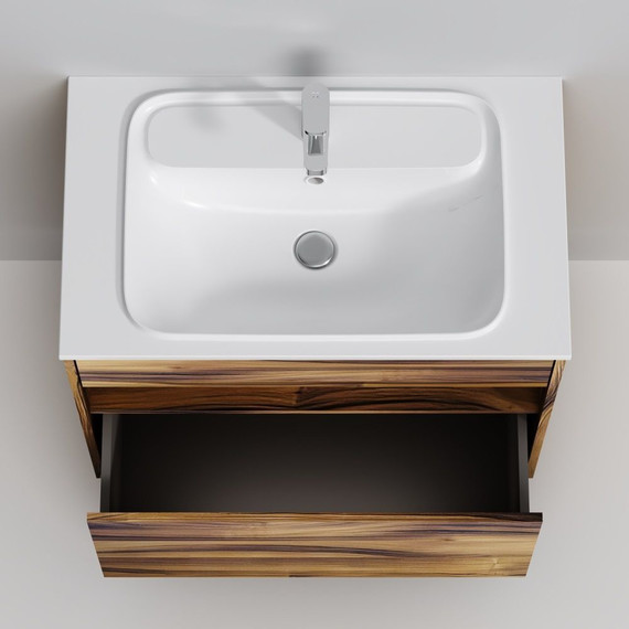 Тумба подвесная с раковиной Am.Pm Func 80 см M8FFUX0801OF, дуб крафт, Цвет фасада: тёмное дерево - фото 7