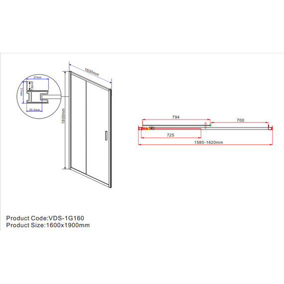 Душевая дверь Vincea Garda 160 см VDS-1G160CH, хром/шиншилла - фото 6