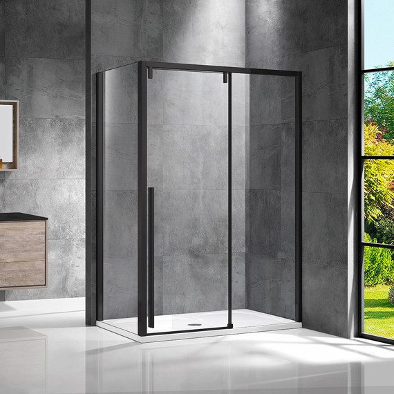 Душевое ограждение Vincea Lugano 150x80 см VSR-1L8015CLB-1 (стекло 8 мм), черный/прозрачное - фото 