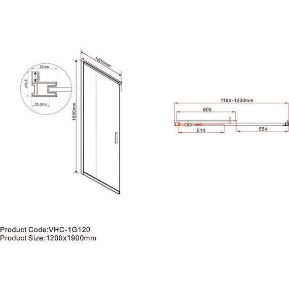 Душевое ограждение Vincea Garda 120x120 см VSS-1G1212CGB, черный/тонированное - фото 2