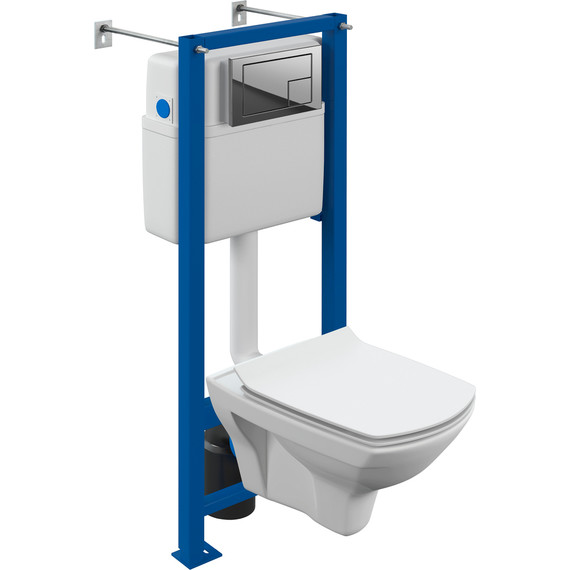 Инсталляция Cersanit Vector с подвесным унитазом Carina Xl Co Dpl Eo Slim A64441 (кнопка Corner хром глянцевый) - фото 