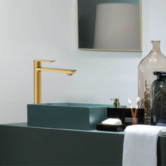 Смеситель для раковины высокий Vincea Vogue VBF-1V2BG, брашированное золото - фото 2